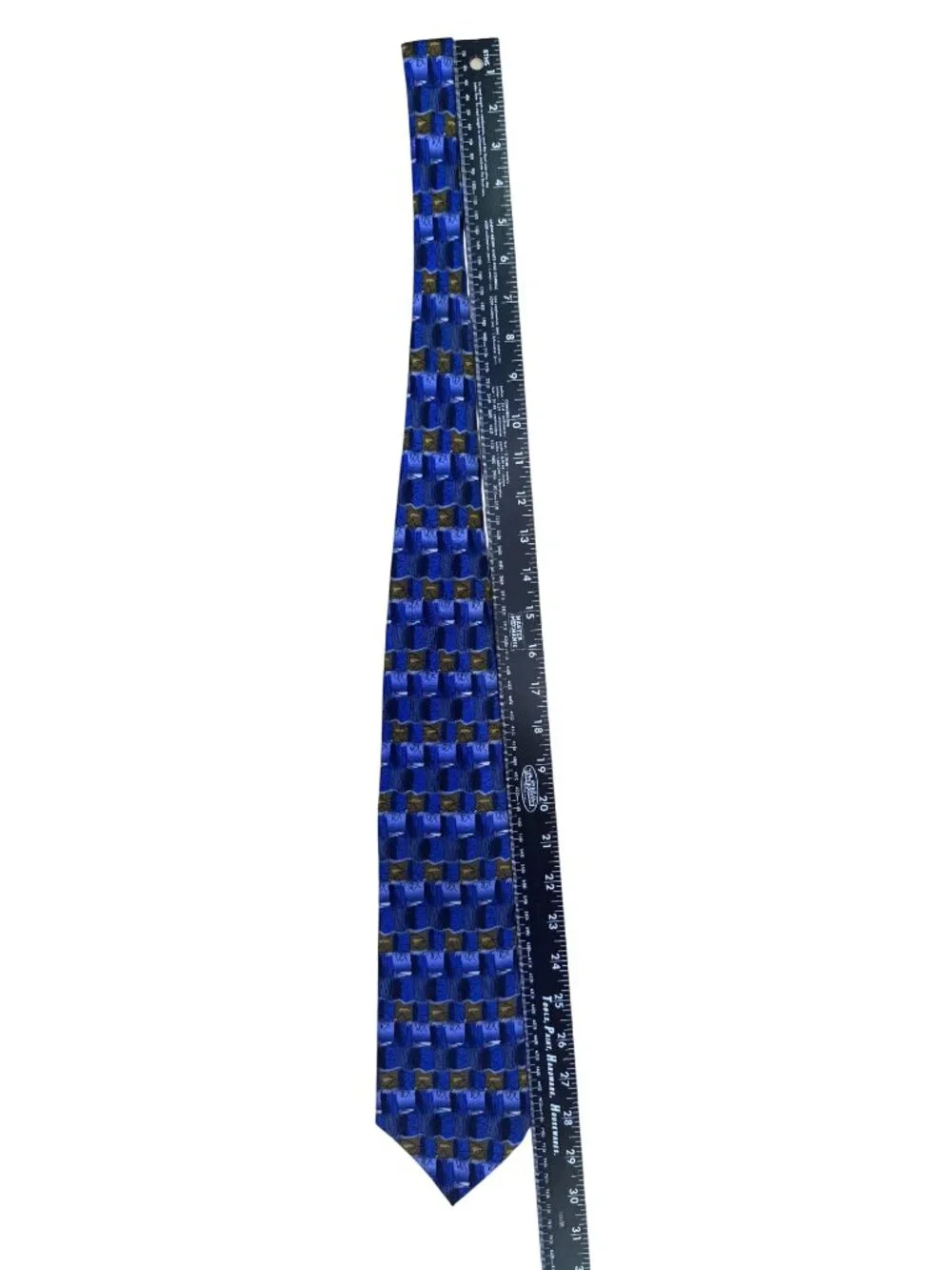 J. Garcia Mens Blue 100% Silk Geometric Pattern Necktie